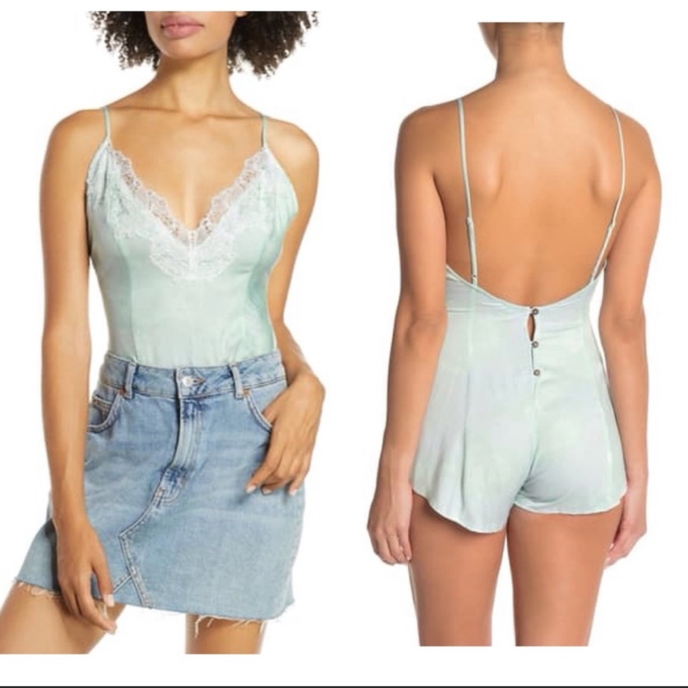 Intimately Free People Luella Lace Trim Tie Dye Bodysuit Romper - Picture 1 of 8